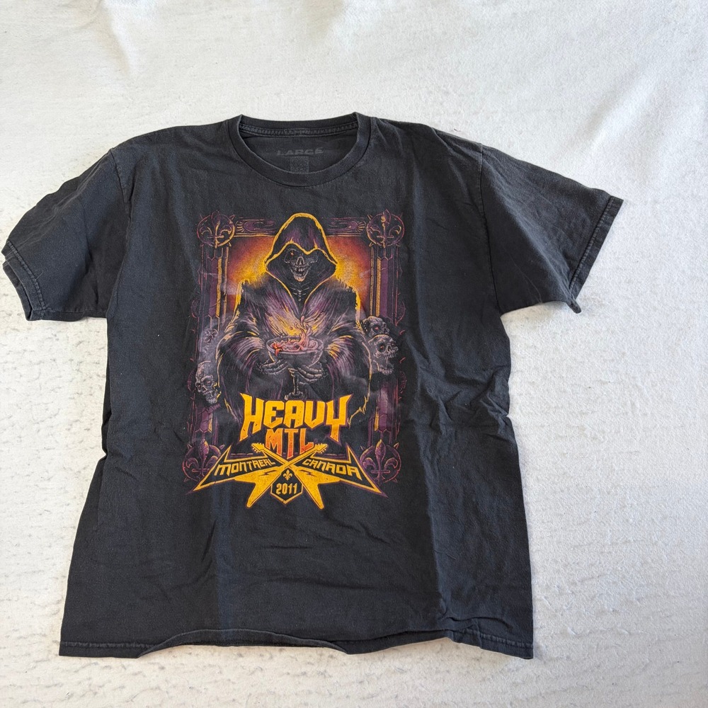 IF Merch Heavy MTL 2011 Concert T-Shirt Large Black Graphic Festival Montreal